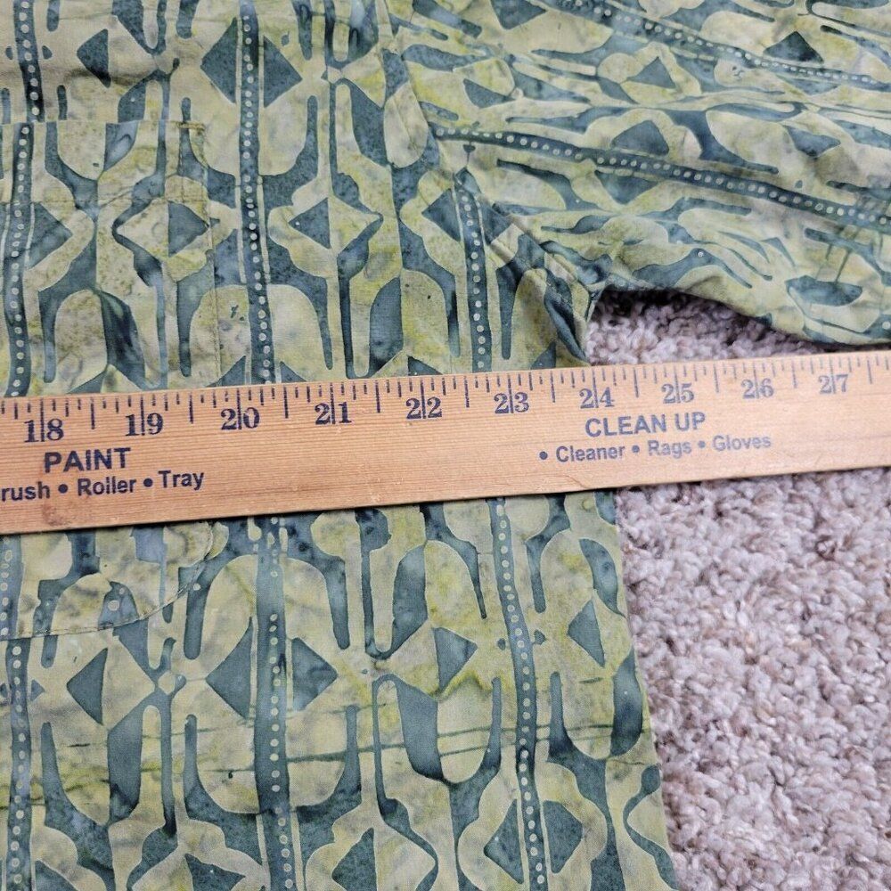 Johari West Hawaiian Shirt Mens Large Green Geometric Button Up Short Sleeve - Picture 5 of 9